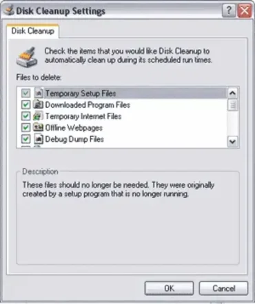 selected items for disk cleanup