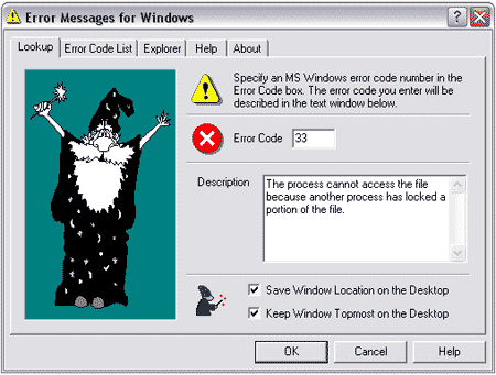Error Messages for Windows Screenshot
