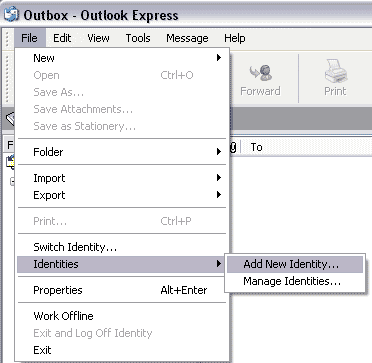 Outlook Express Menu Options