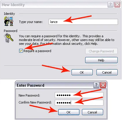 Name your identity and choose a password