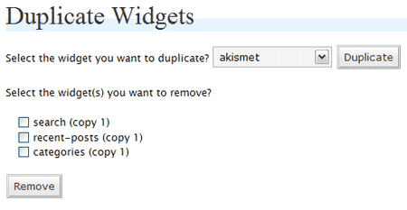 duplicate widgets