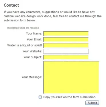WordPress Contact Form Screenshot wordpress contact form screenshot