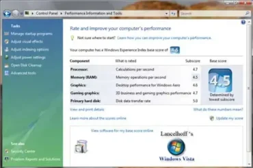 vista performance information and tools new oem logo