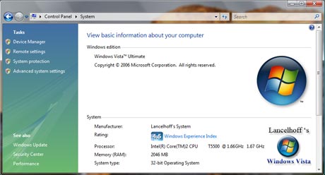 Windows Vista System properties (NEW OEM Look)