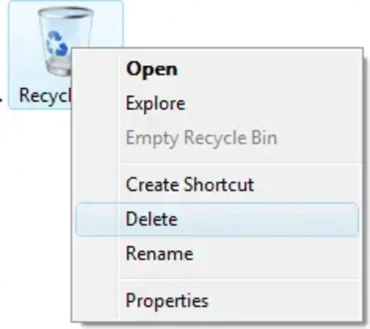 remove the recycle bin from vista desktop