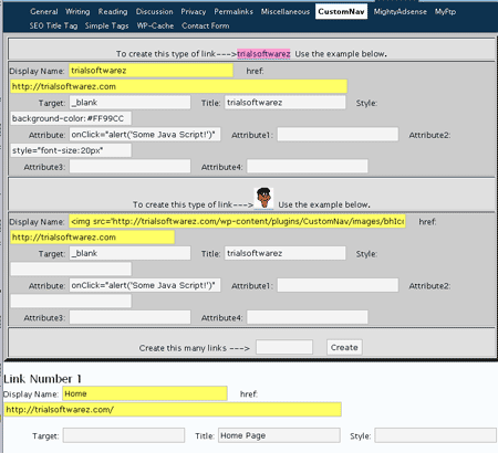 CustomNav Menu Administration section