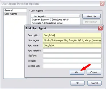user agent - view website as googlebot