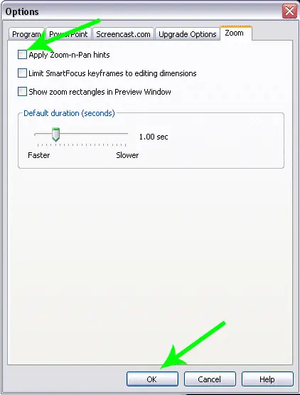 Camtasia Remove the Green Box on Zoom