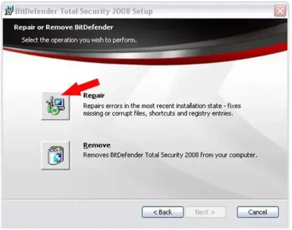 Repair Bitdefender