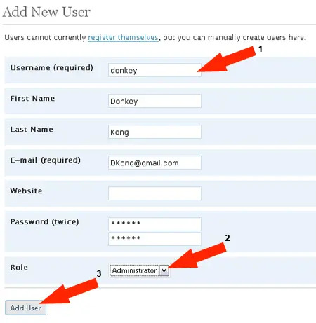 add new wordpress admin user