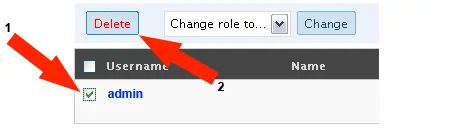 delete old wordpress admin user