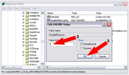 change the dword value to 1 and click ok