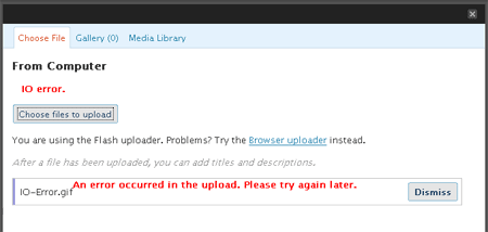 an error occurred in the upload. please try again later.