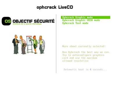 Ophcrack LiveCD Menu