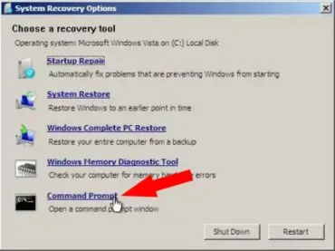 recovery tool command prompt