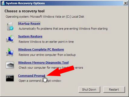 Recovery Tool Command Prompt
