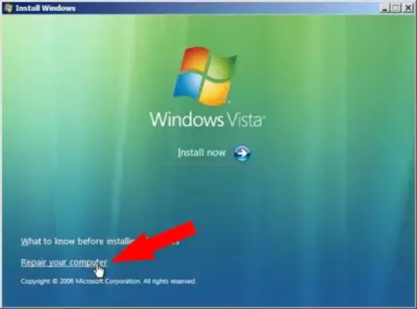 Select the option to Repair your computer