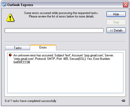 0x800ccc0b outlook express error