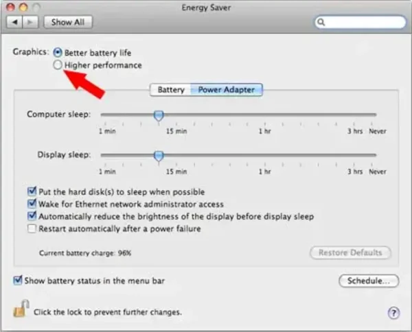 Enable Higher Performance Graphics on MacBook Pro