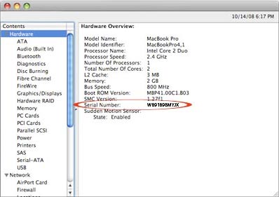 Locate your Mac Serial Number