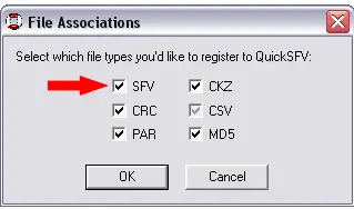 make sure the option to associate sfv files is checked