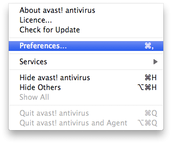 avast preferences