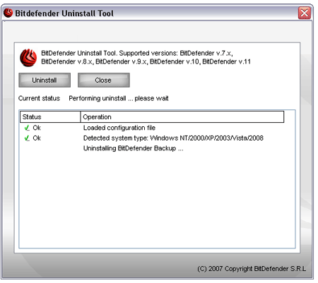 bitdefender uninstall tool problem