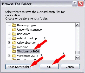 Make a Windows-dv9000 Folder and click Ok