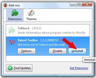 Uninstall Yahoo Toolbar