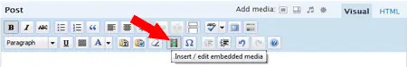 click the option to insert edit embedded media