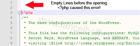 Empty Lines before the opening <?php caused this error