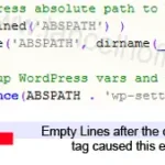 empty lines after the closing tag caused this error