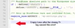 empty lines after the closing tag caused this error
