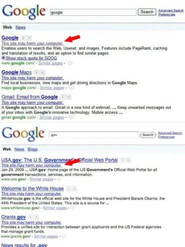 this site may harm your computer