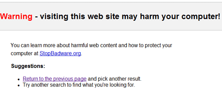 Broken stopbadware landing page