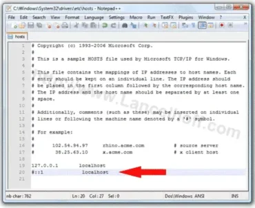 editing the hosts file to allow localhost access in windows