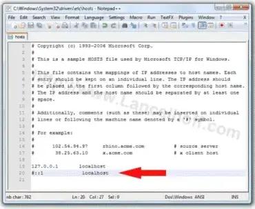 editing the hosts file to allow localhost access in windows