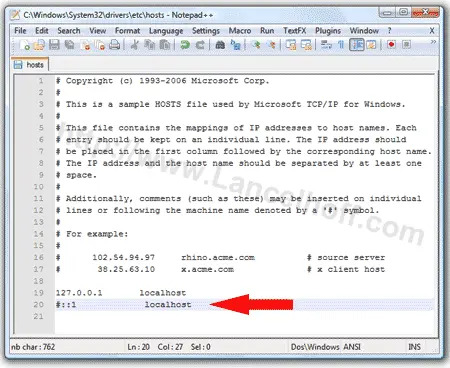 editing the hosts file to allow localhost access in windows