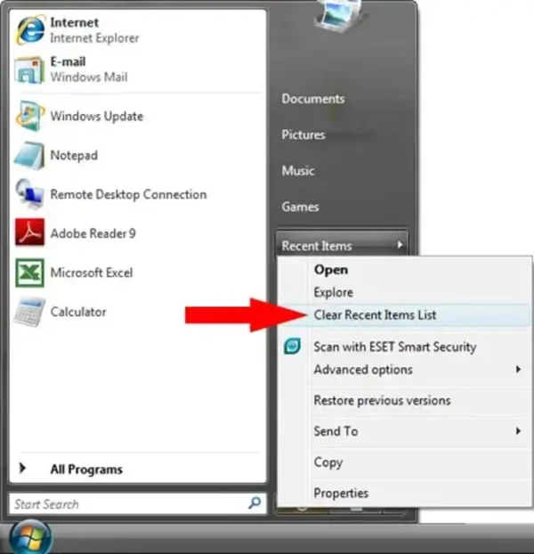Clear Recent Items Windows 10 and 11