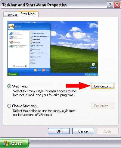 now click the customize button