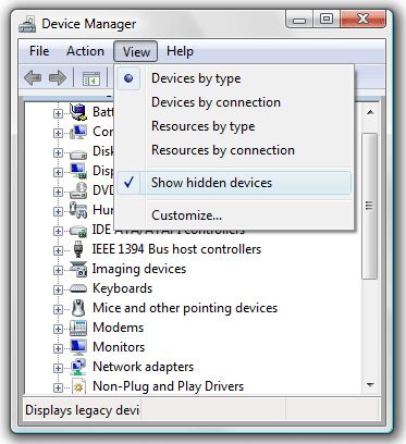 Device Manager - Show Hidden Devices