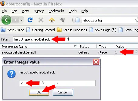 spellcheckdefault changing the integer value