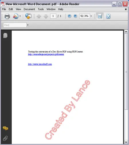 doc file converted to pdf using pdfcreator