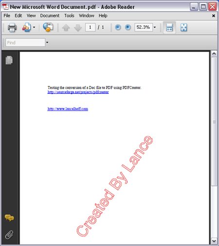 Doc File Converted to PDF using PDFCreator