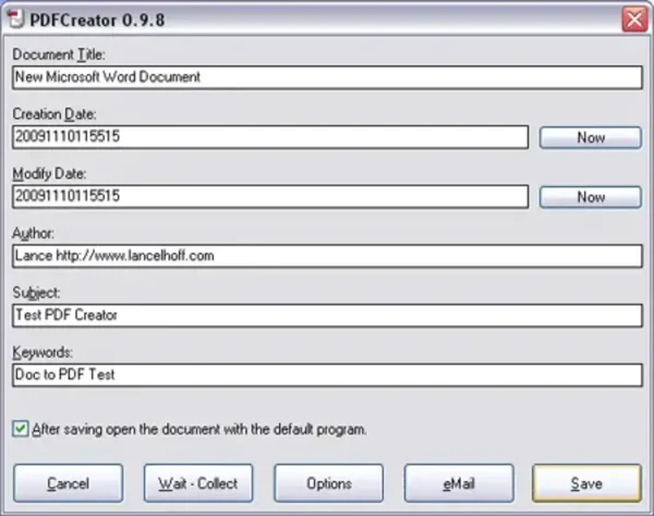 PDFCreator - Creating a PDF File from Doc PDFCreator - Creating a PDF File from Doc