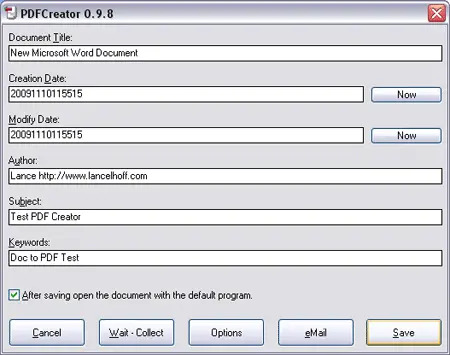 pdfcreator creating a pdf file from doc