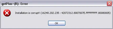 getplusr error installation is corrupt