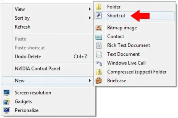 Make a New Shortcut Make a New Shortcut