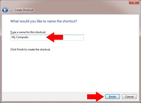 enter a shortcut name my computer