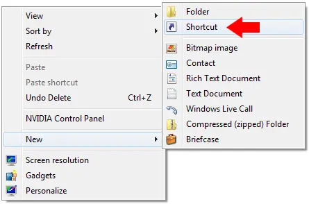 make a new shortcut